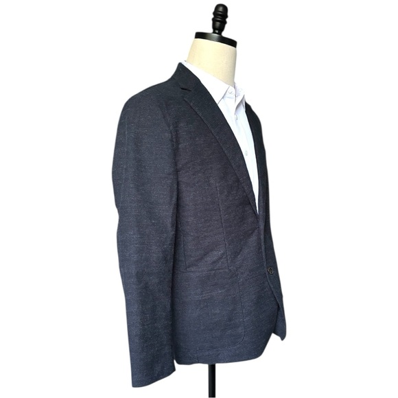 J. McLaughlin Lisbon H Navy solid soft cotton blend unstructured blazer| size 40 - Picture 4 of 16